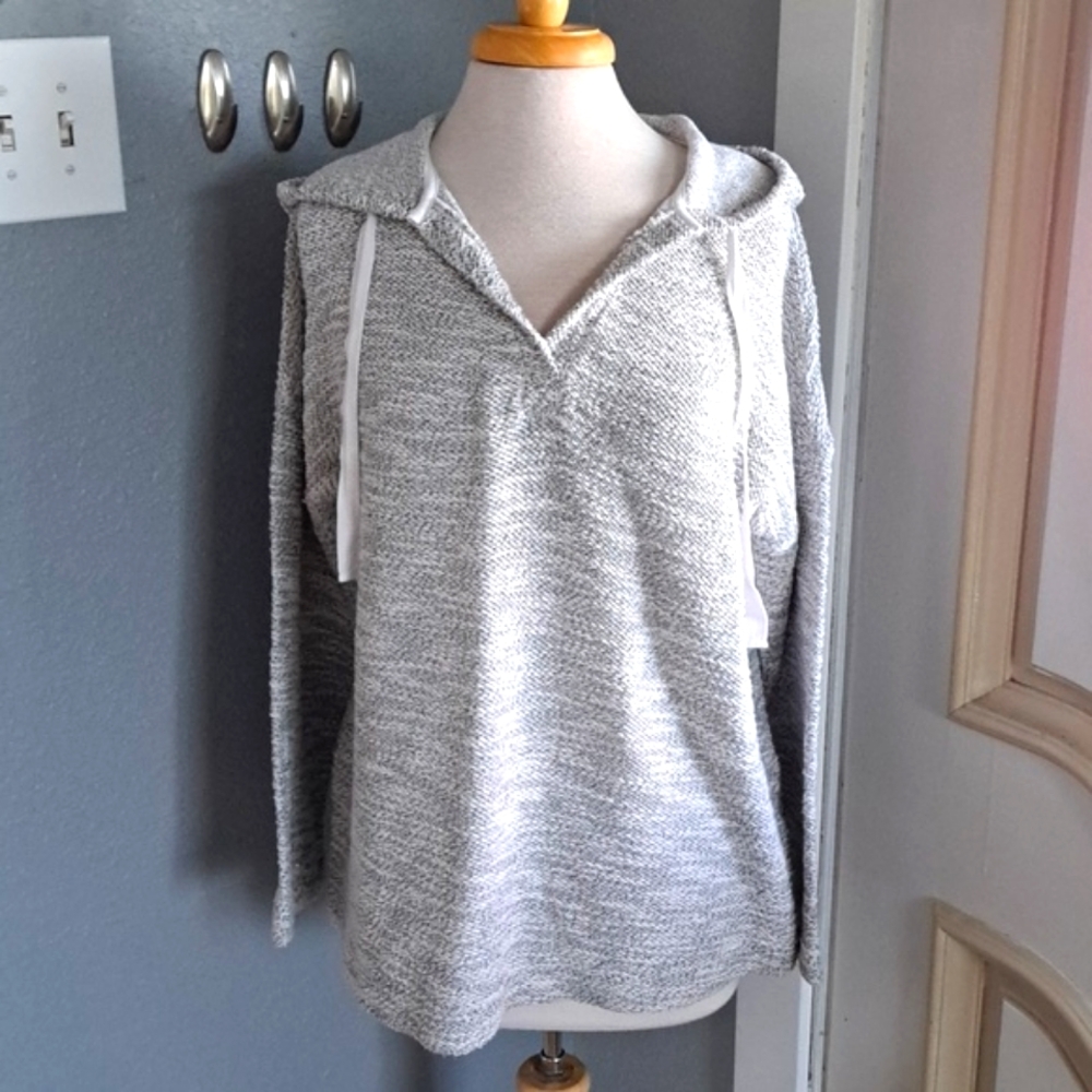 Metallic Knit Sweater With Hood Size L